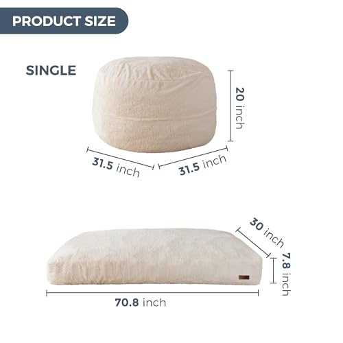 MAXYOYO Giant Bean Bag Chair Bed for Adults, Convertible Floor Sofa G466