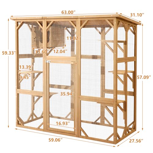 Grepatio Cat Enclosure Large Outdoor Wooden Catio with Weatherproof Grey Y454