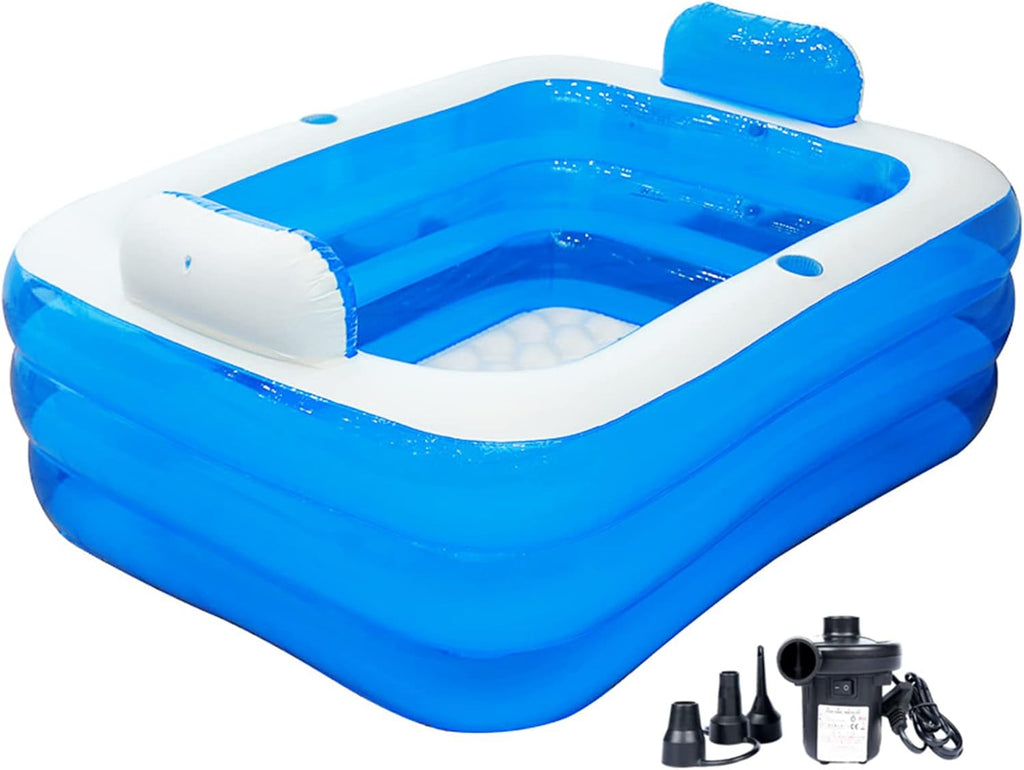 Inflatable Adult Bath Tub 2 Person,Freestanding Blow Up Bathtub with Foldable Portable Feature for Adult Spa,Indoor and Outdoor Universal Folding Pool with Electric Air Pump