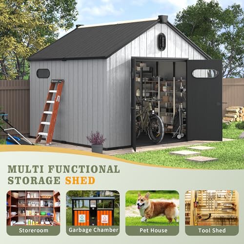 UDPATIO 6x6 FT Outdoor Storage Shed, Resin Plastic, Grey V827508