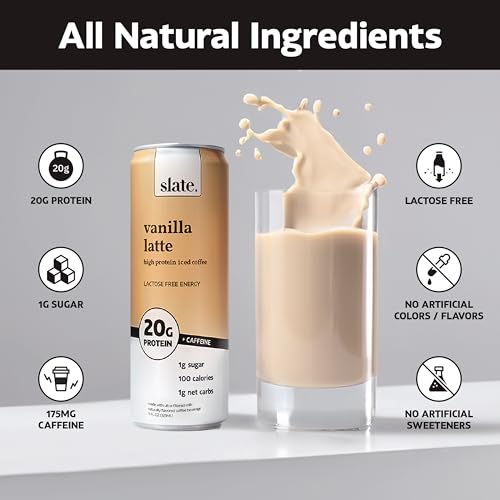 Slate Milk High Protein Dark Chocolate Shake, Lactose Free, 11 fl oz, 12 Cans C31569