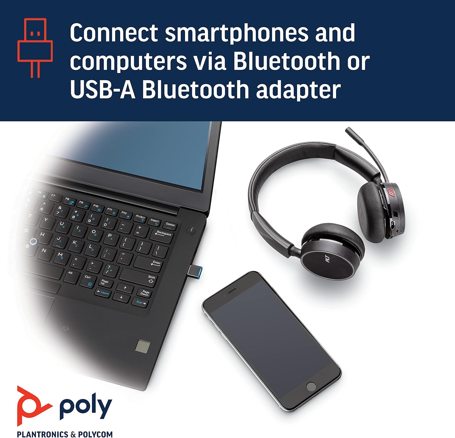 Plantronics Voyager 4210 UC USB-A Bluetooth Headset with Charge Stand L2755