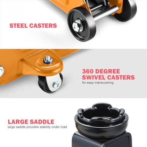DNA MOTORING Floor Jack 3 Ton Low Profile Heavy Duty Hydraulic Car Jack, Black T11604