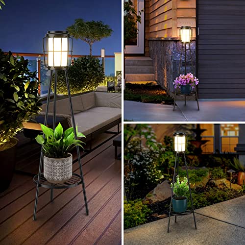 2 Pack Solar Lights Outdoor with Plant Stands - Metal Tripod Patio Decor M835880