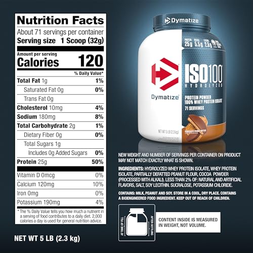 Dymatize ISO100 Whey Protein Powder, Cookies & Cream, 20 Servings E355002