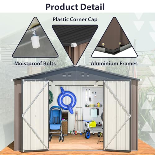 Outdoor Storage Shed 6x4 Ft, Heavy-Duty Resin Tool Shed with Lockable Doors Z7258