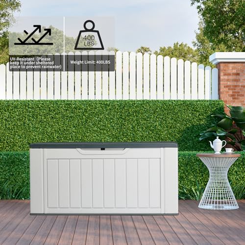 VINGLI Outdoor Storage Shed Resin Cabinet with Lockable Design, White M333440