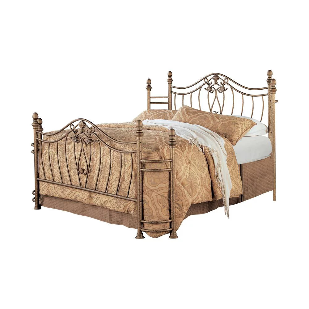 Coaster Sydney Queen Bed Antique Brushed Gold-Finish C1424