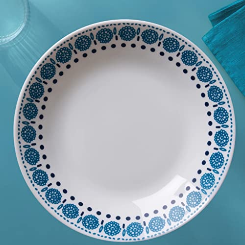 Corelle MilkGlass 4-Piece 8.5" Pasta Bowl Plate Set, Azure Medallion J73416