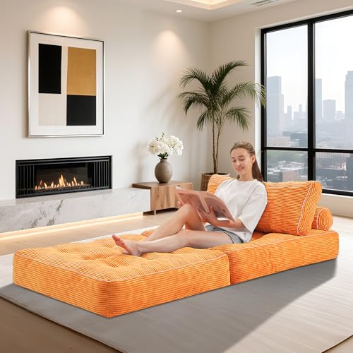 HABUTWAY Folding Sofa Bed Convertible Sleeper Chair with Dual-Pillow, Black D26880