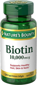 Nature's Bounty Biotin 10000 mcg - Supports Healthy Hair - Skin and Nails - Rapid Release Softgels - 120Ct,.-