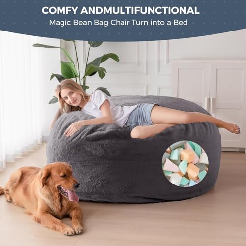 MAXYOYO Giant Bean Bag Chair Bed for Adults, Convertible Floor Sofa G466