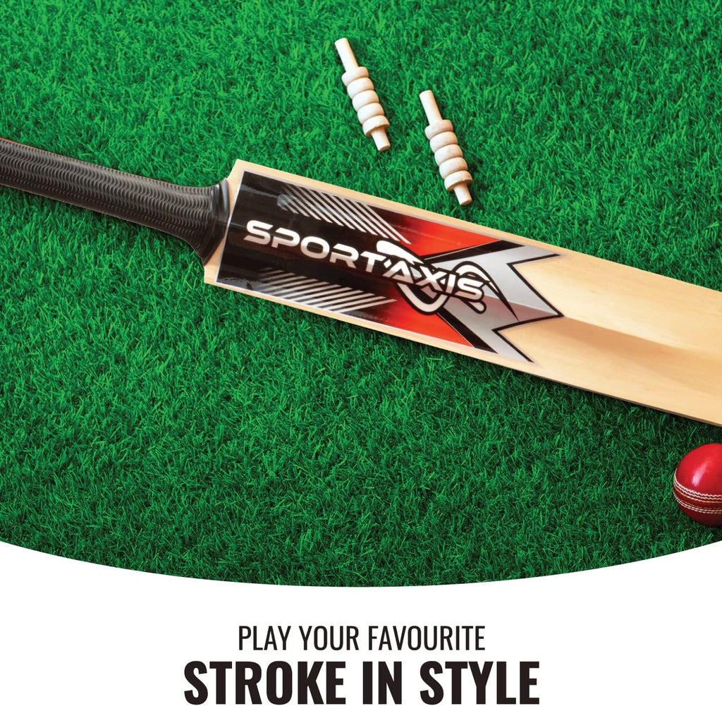 SPORTAXIS Wooden Kashmir Willow Cricket Bat with Foam-Padded Bag T3787