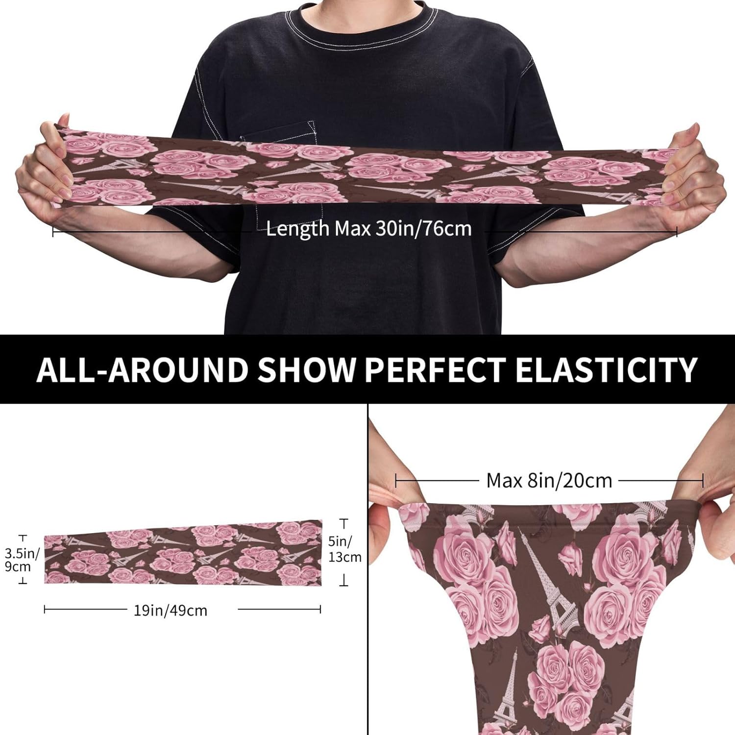 Cooling Arm Sleeves for Men Women UV Protection Pink Flower Tattoo Cover H855101