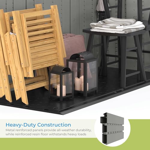 Suncast BMS6312D Everett 6' x 3' Resin Outdoor Shed with Lockable Double Doors, Dove Gray S8000