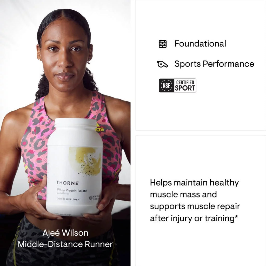 Thorne Whey Protein Isolate Vanilla NSF 29.5 oz X734