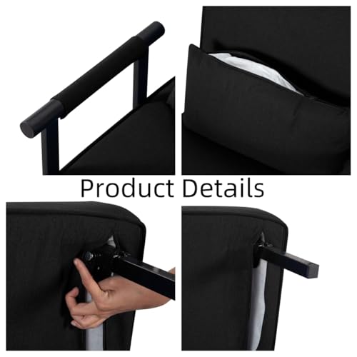 3 in 1 Sleeper Sofa Bed with Side Pocket, Black Convertible Futon Couch W34330