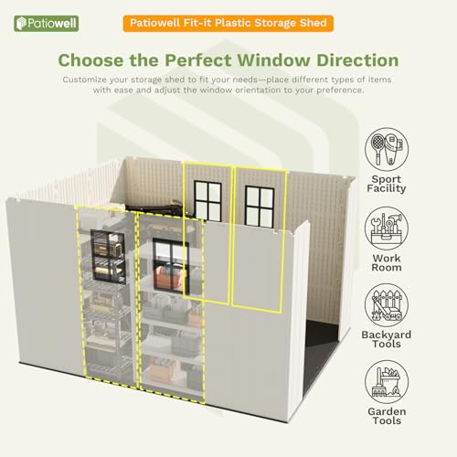 Patiowell 8 x 12 FT Plastic Outdoor Storage Shed with Floor, Window and Lockable Door F41822