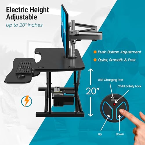 VERSADESK PowerPro™ 36 Inch Electric Standing Desk Converter, Black H627