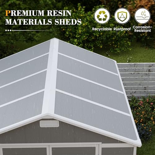 UDPATIO Outdoor Storage Shed 6x6 FT Resin Garden Shed with Lockable Door D90316