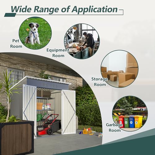 Outdoor Storage Shed 6x4 Ft, Heavy-Duty Resin Tool Shed with Lockable Doors Z7258