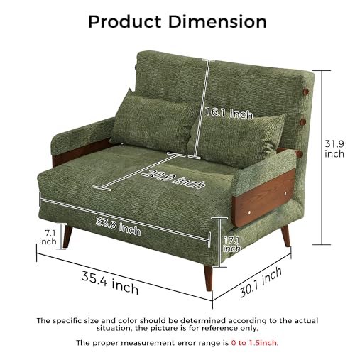 Convertible Chair Bed Sleeper for Adults with Wooden Arms, Linen G638