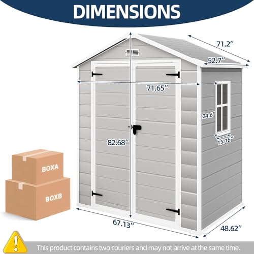 Resin Shed with Floor, Outdoor Storage for Garden Tools, 6x4.4 FT E488