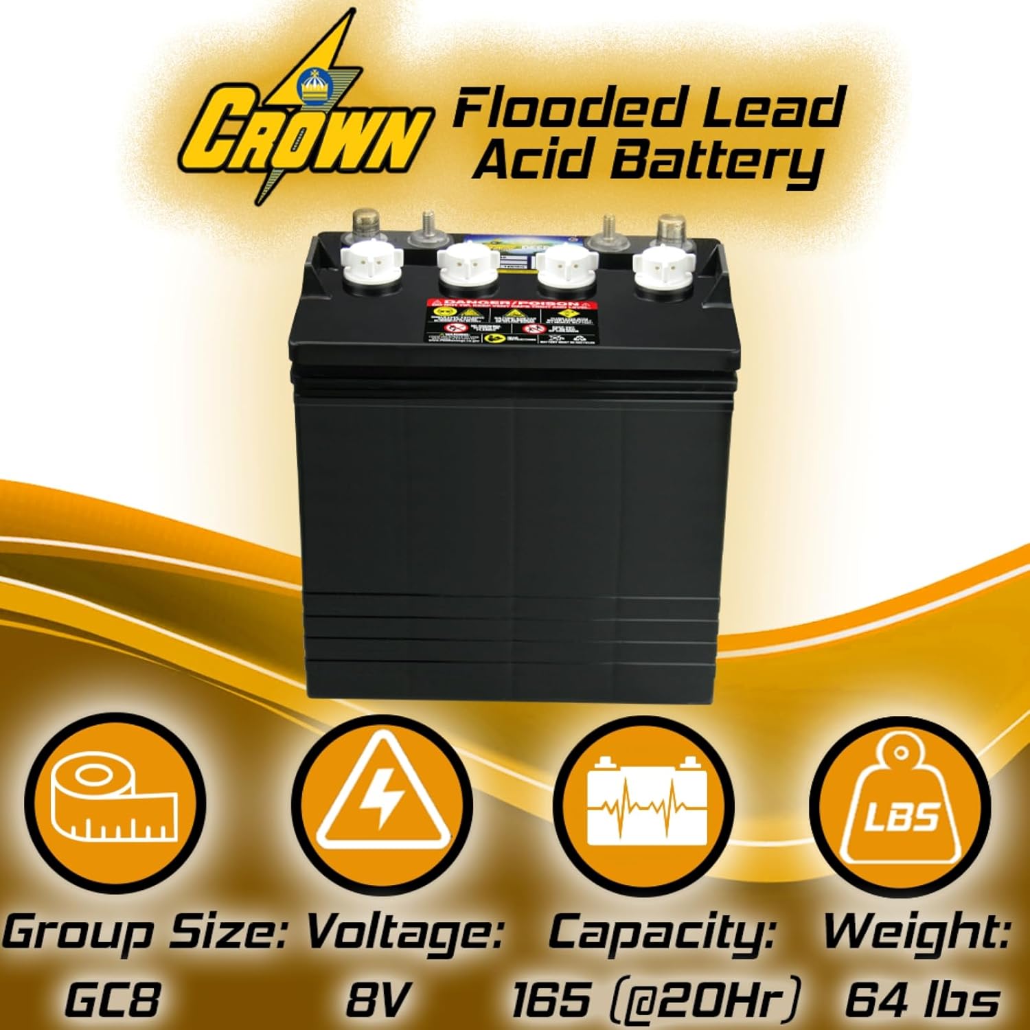 Crown CR-165 8V Deep-Cycle Flooded Battery E9561