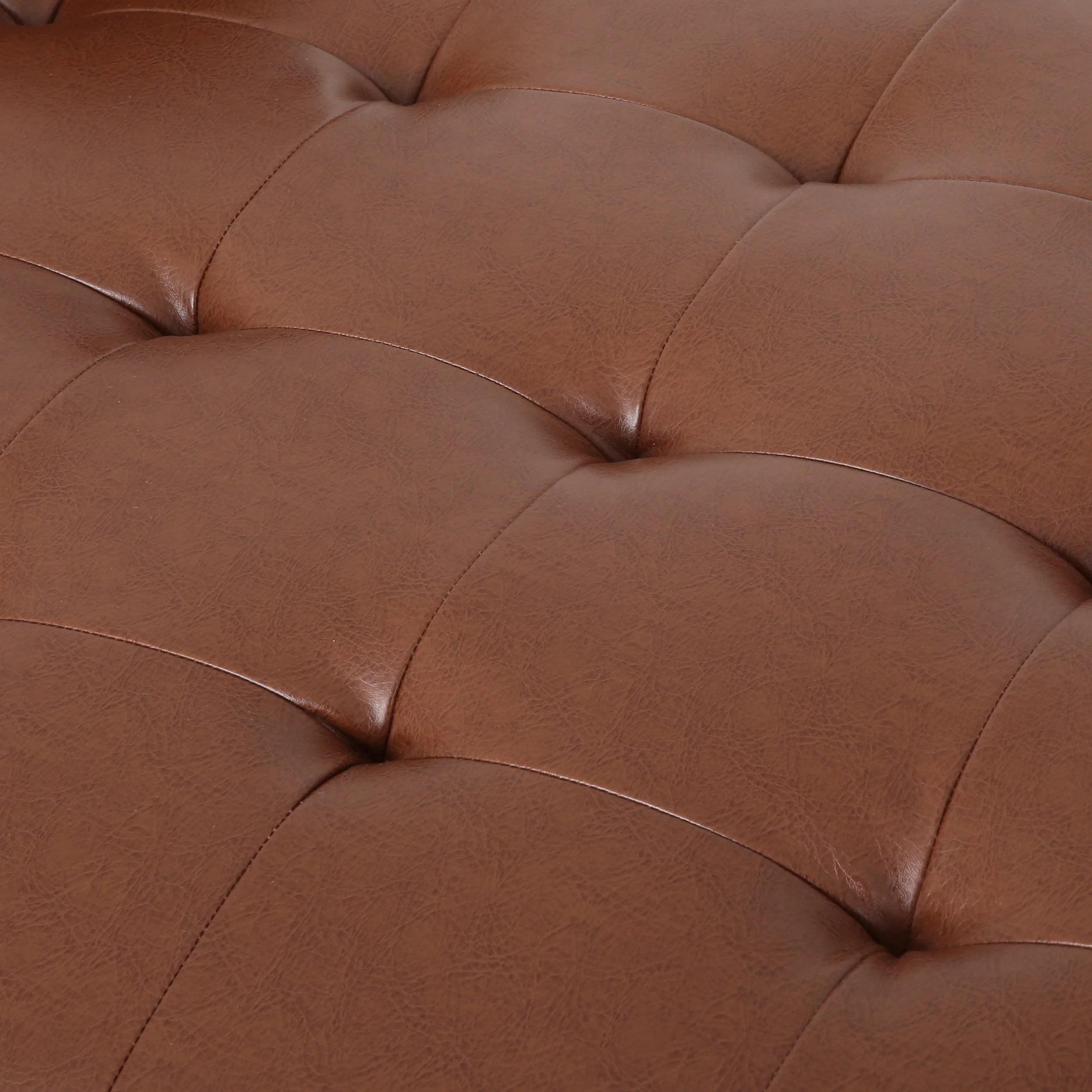 GDF Studio Hixon Faux Leather Tufted Chaise Lounge, Cognac Brown X215