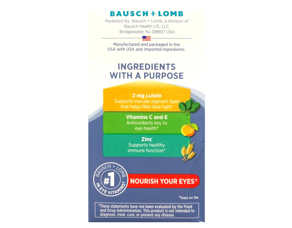 Bausch + Lomb Ocuvite Vitamin & Mineral Supplement Tablets with Lutein, 120 Count (Pack of 2) H25585