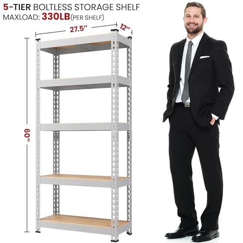 Yaheetech 5-Tier Heavy Duty Garage Shelving Unit, Adjustable Metal Storage Rack, Blue J339478