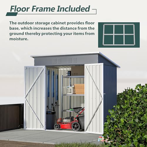 Outdoor Storage Shed 6x4 Ft, Heavy-Duty Resin Tool Shed with Lockable Doors Z7258