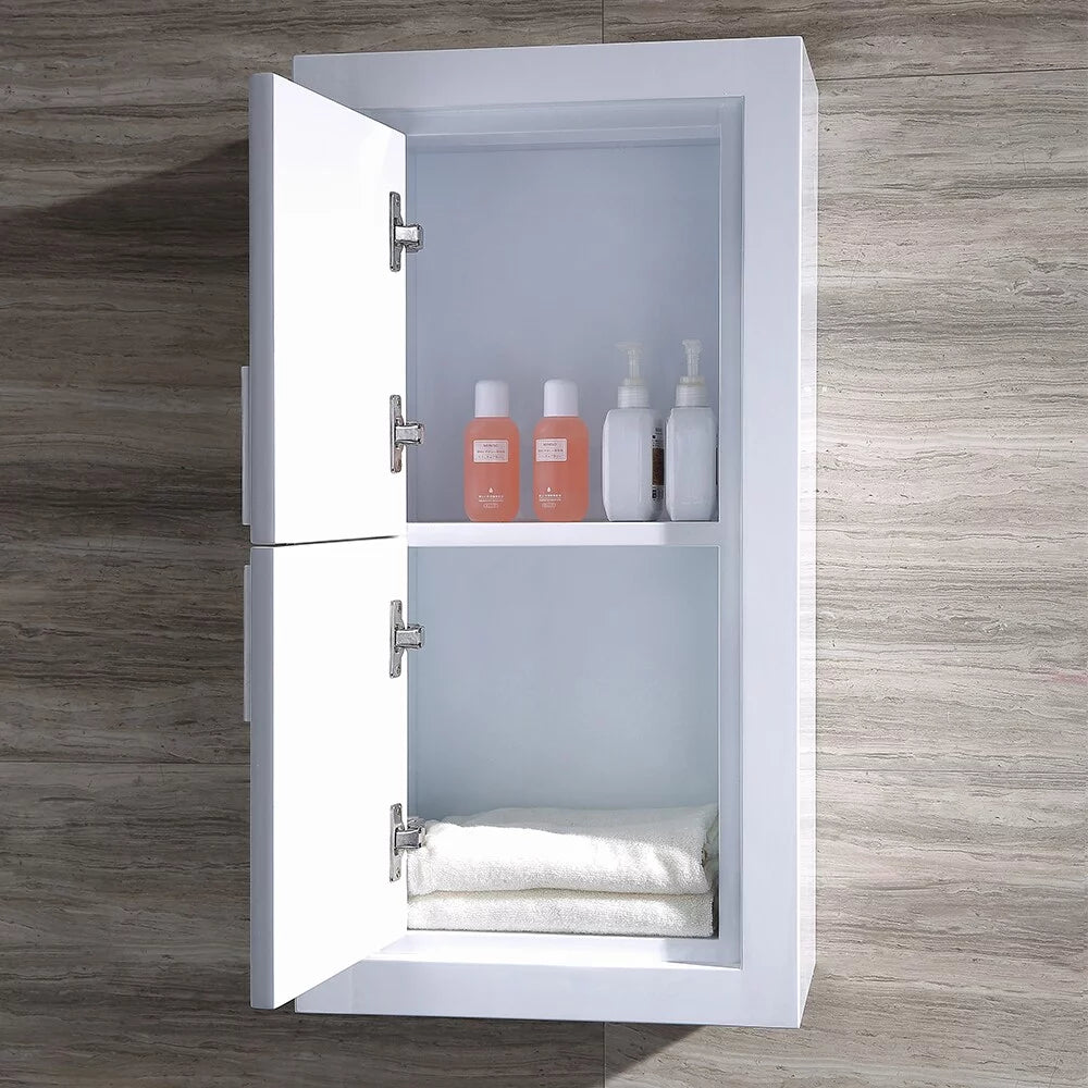 Fresca Allier White Bathroom Linen Side Cabinet with 2 Doors N2125