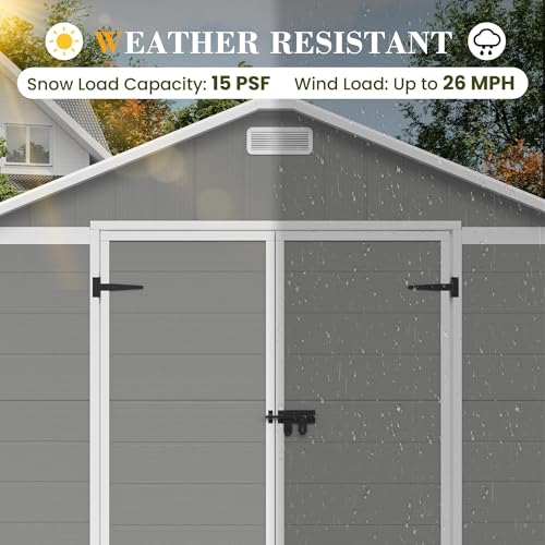 UDPATIO Outdoor Storage Shed 8 x 10 FT Resin Garden Shed with Lockable Door I574653