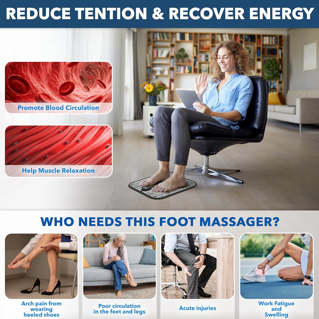 EMS Foot Stimulator Massager Mat for Muscle Relaxation J2519