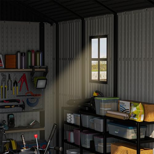 Patiowell 8 x 12 FT Plastic Outdoor Storage Shed with Floor, Window and Lockable Door F41822