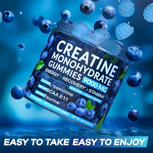 Creatine Monohydrate Gummies 9000 mg for Muscle Growth & Energy, 120 Count L507