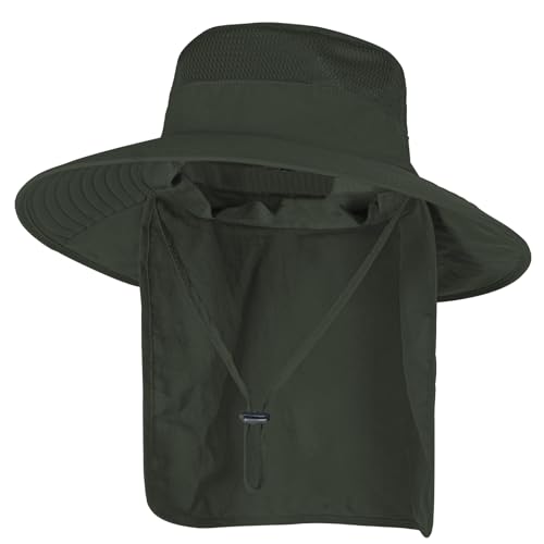 Men's Women's UPF 50+ Wide Brim Bucket Hat with Neck Flap W887
