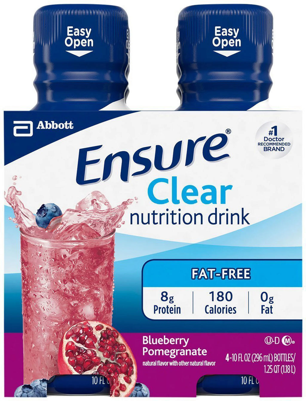 Ensure Clear Nutrition Drink Bottles Blueberry Pomegranate 10 oz 4 pk I959421
