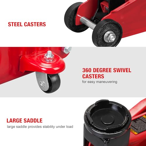 BIG RED Torin Hydraulic Trolley Floor Jack with Storage Case, 1.5 Ton Capacity, Black J906585