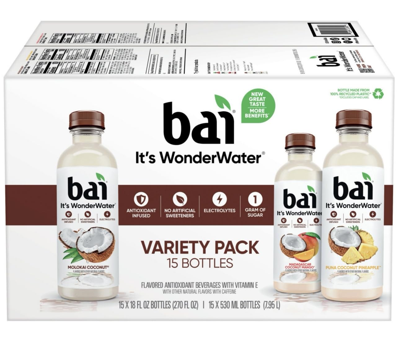 Bai Cocofusions Antioxidant Infusion Coconut Drink Variety Pack, 15 Pack (18 oz.) H325