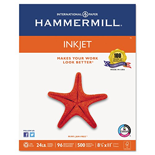 Hammermill Printer Paper, Premium Inkjet & Laser Paper 24 Lb, 8.5 x 11 - 5 Ream (2,500 Sheets) - 97 Bright, Made in the USA, 166140C