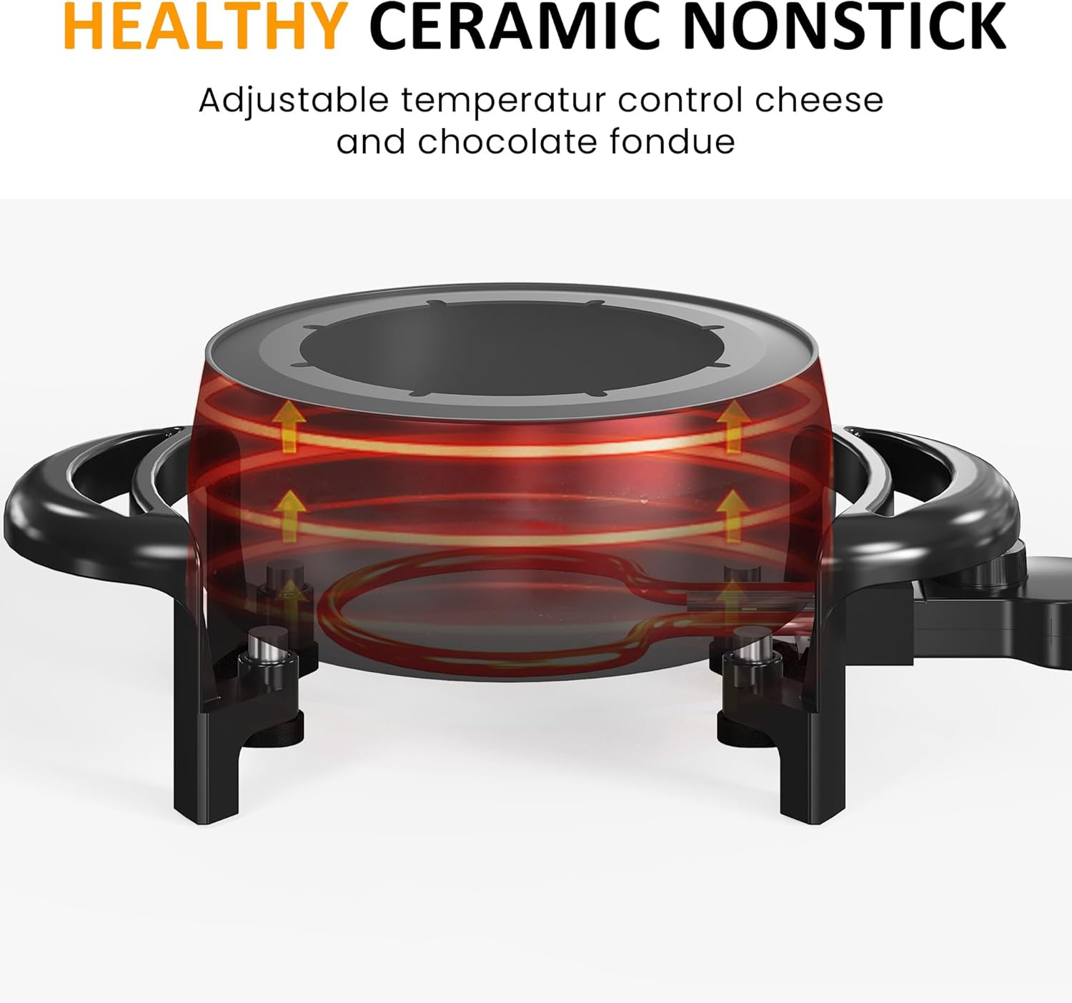 Sunvivi Electric Fondue Pot Set 3 Quart with Adjustable Temperature Control and 8 Forks M923702