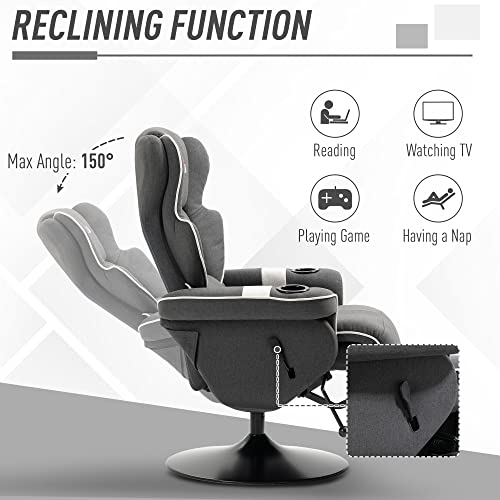 HOMCOM Manual Recliner Swivel Lounge Armchair with Footrest, Black X595632