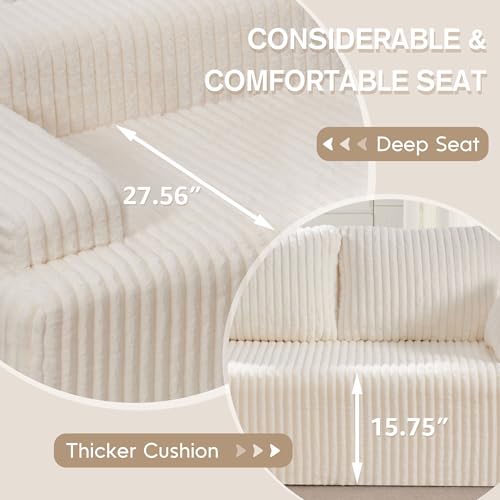 Modular Sectional Sofa L-Shape Couch with Oversized Chaise, Grey Stripe I49459