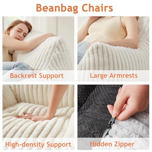 Giant Bean Bag Chair with Filling and Armrests for Adults Teens P241564