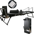 Foldable Pilates Machine Equipent for Home, Pilates Reformer with Alloy Springs Resistances, Updated Longer Size(Darker)