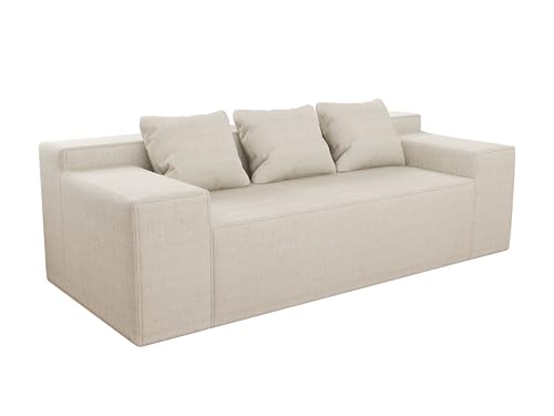 Modern Loveseat Sofa Couch in a Box with 2 Pillows, Cat-Scratch Resistant Linen, Grey F539394