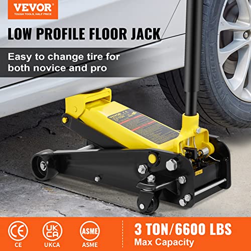 VEVOR 3 Ton Low Profile Floor Jack for All Terrain Vehicles, Heavy-Duty Steel Racing Jack D468548