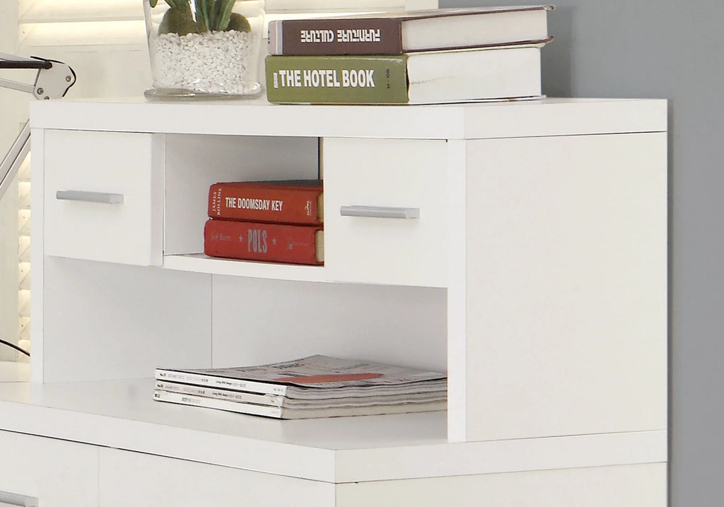 L-Shaped Computer Desk with 8 Drawers and Hutch, White H522757